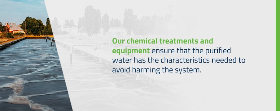 chemical treatment and equipment ensures that the purified water has the characteristics needed to avoid harming the system