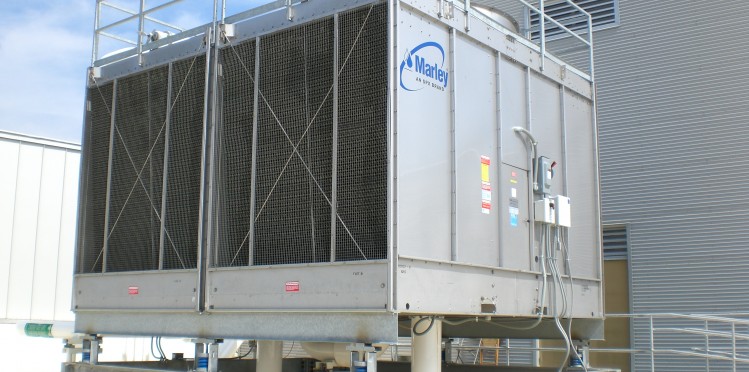 large, outdoor cooling tower system