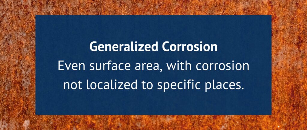 Generalized Corrosion
Even surface area, with corrosion not localized to specific places.