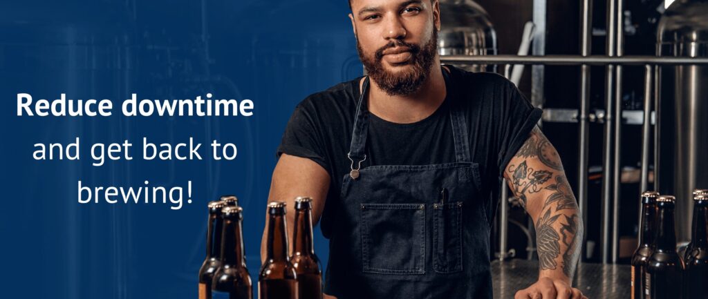 Man brewing, with text explaining reducing downtime.